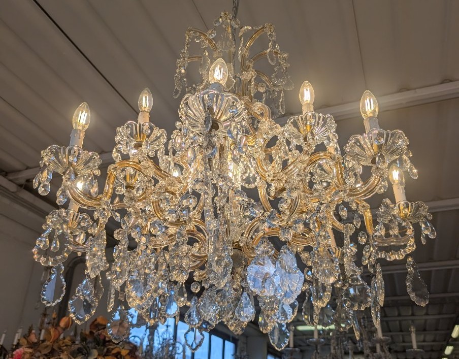 Grande lampadario Maria Teresa a 17 luci in cristallo – Prima metà del XX secolo-photo-1
