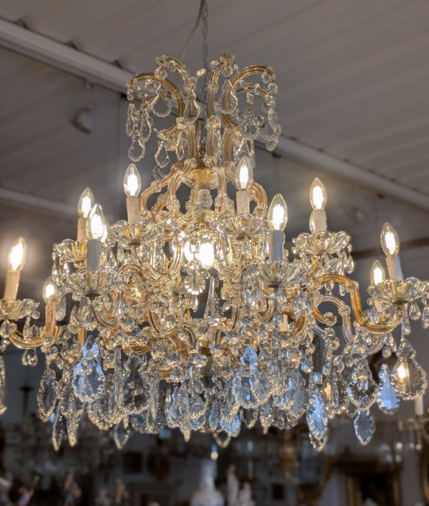 Grande lampadario Maria Teresa a 17 luci in cristallo – Prima metà del XX secolo-photo-2