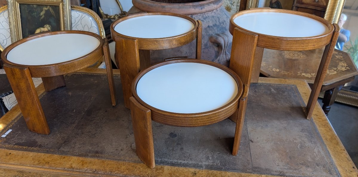 Quattro tavolini impilabili Gianfranco Frattini per Cassina – Modello 780 – Anni '60/'70-photo-4