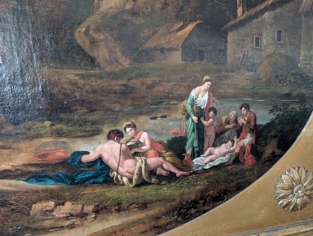 Paesaggio arcadico con figure – Scuola romana del XVIII secolo-photo-1
