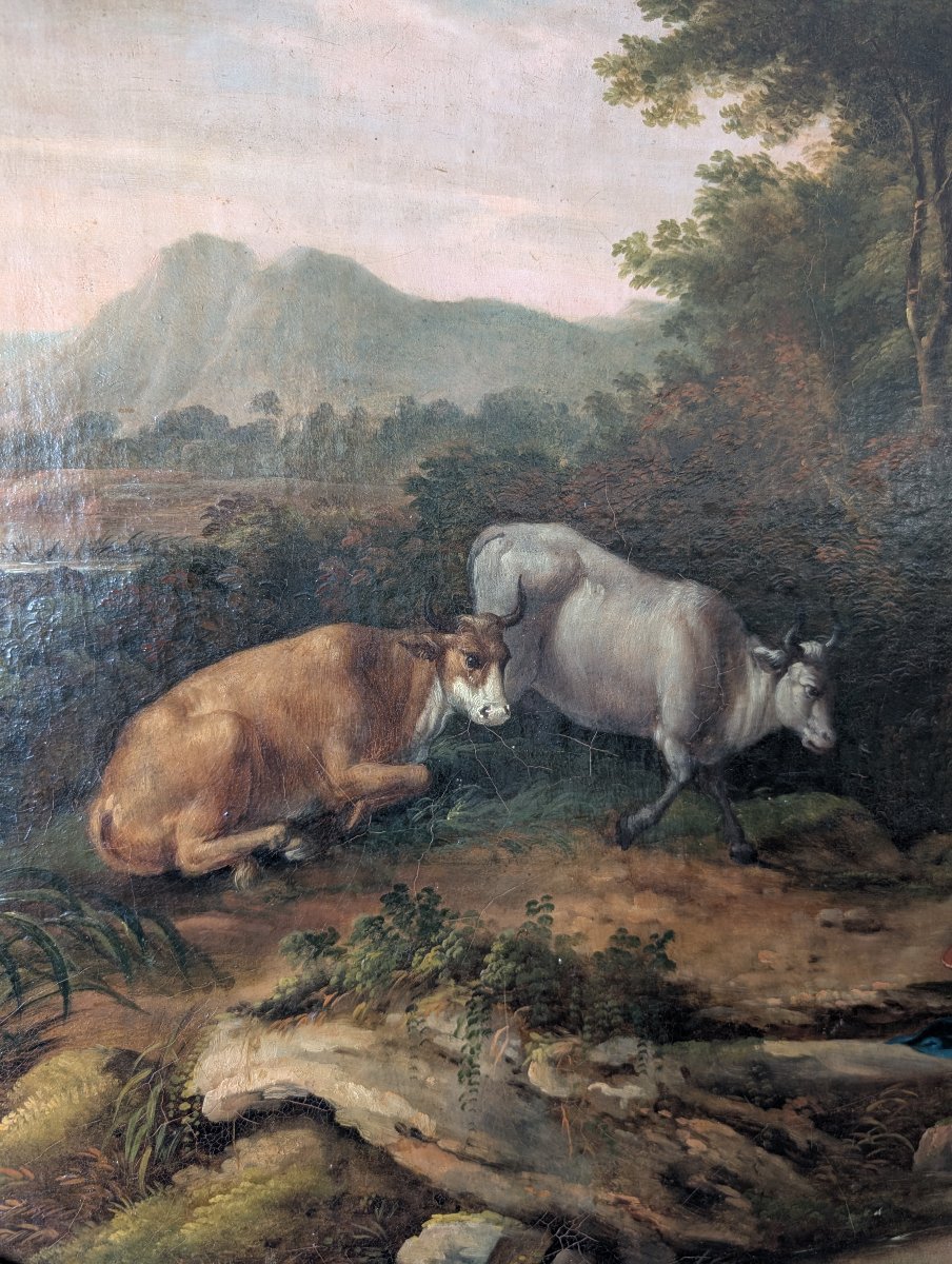 Paesaggio arcadico con figure – Scuola romana del XVIII secolo-photo-2