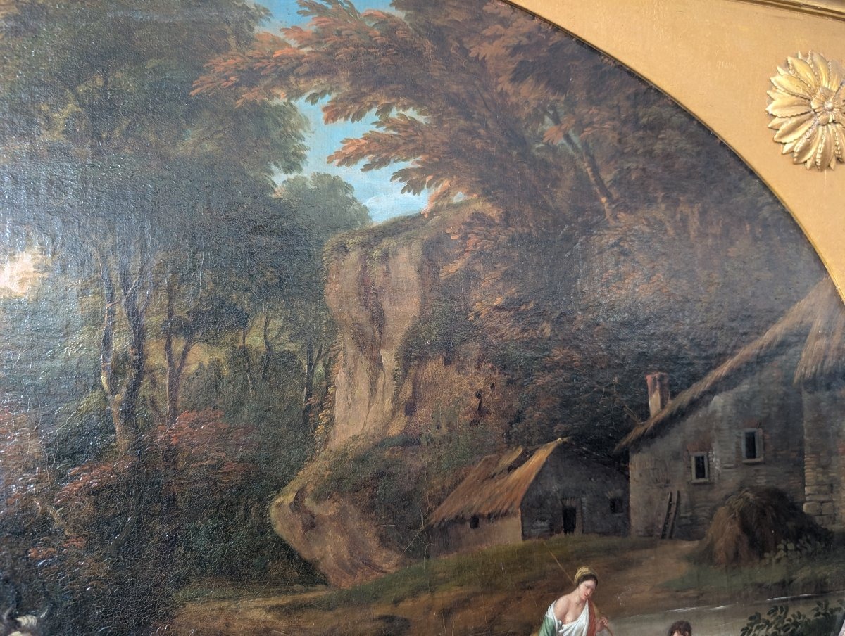 Paesaggio arcadico con figure – Scuola romana del XVIII secolo-photo-4