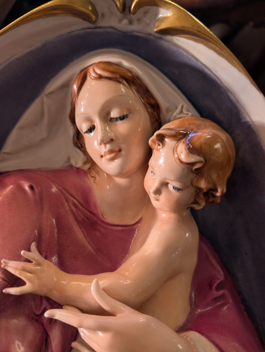 Pier Paolo Cedraschi – Madonna con Bambino in ceramica policroma firmata, anni '60-photo-2