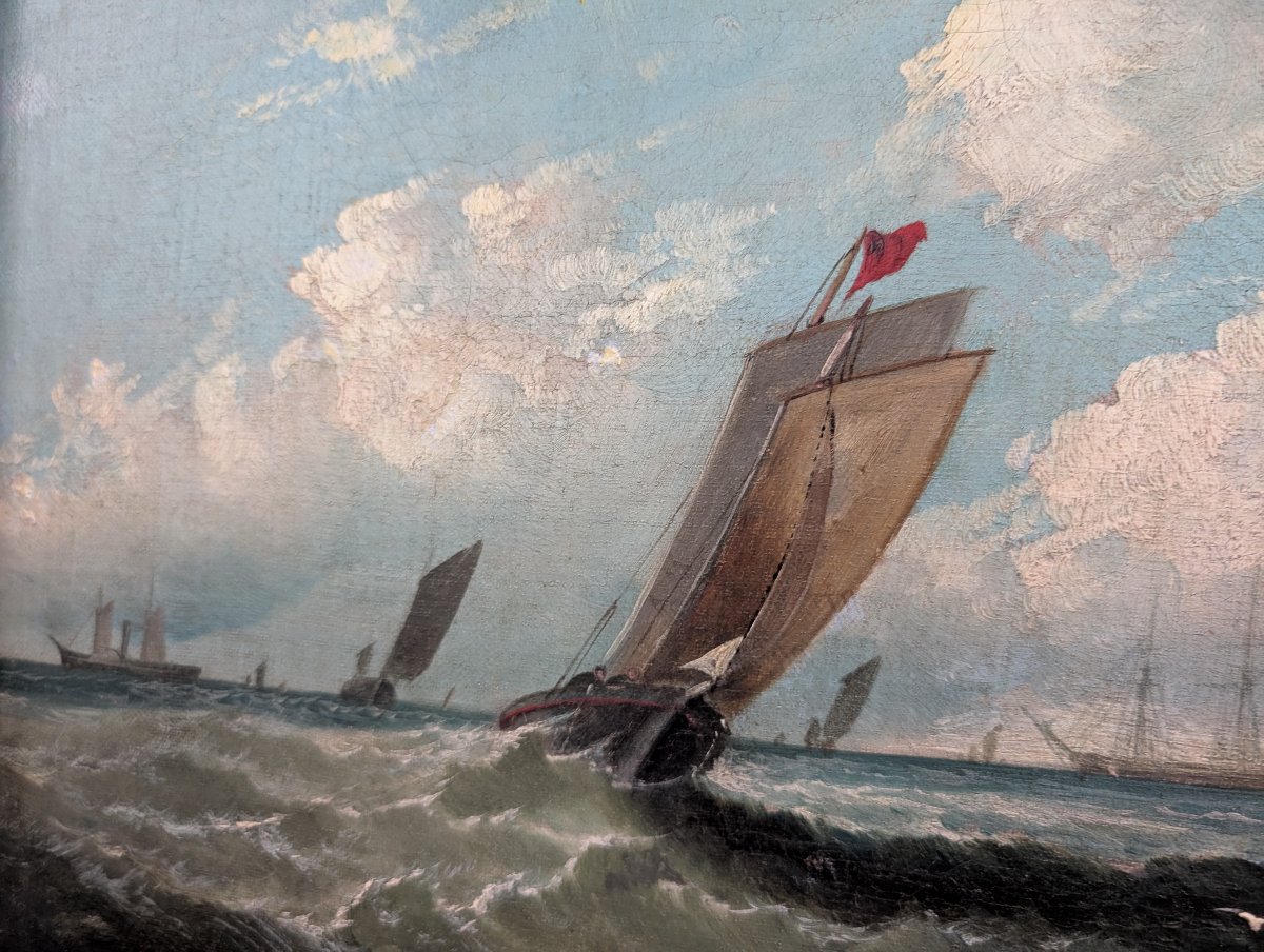 Marina con battelli da pesca lungo la costa – Prima metà del XIX secolo-photo-2