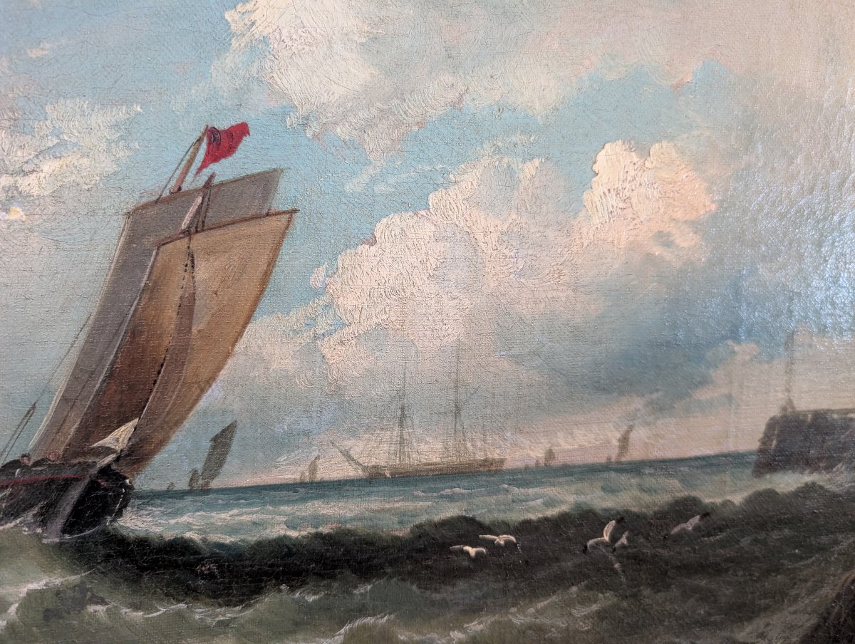 Marina con battelli da pesca lungo la costa – Prima metà del XIX secolo-photo-2
