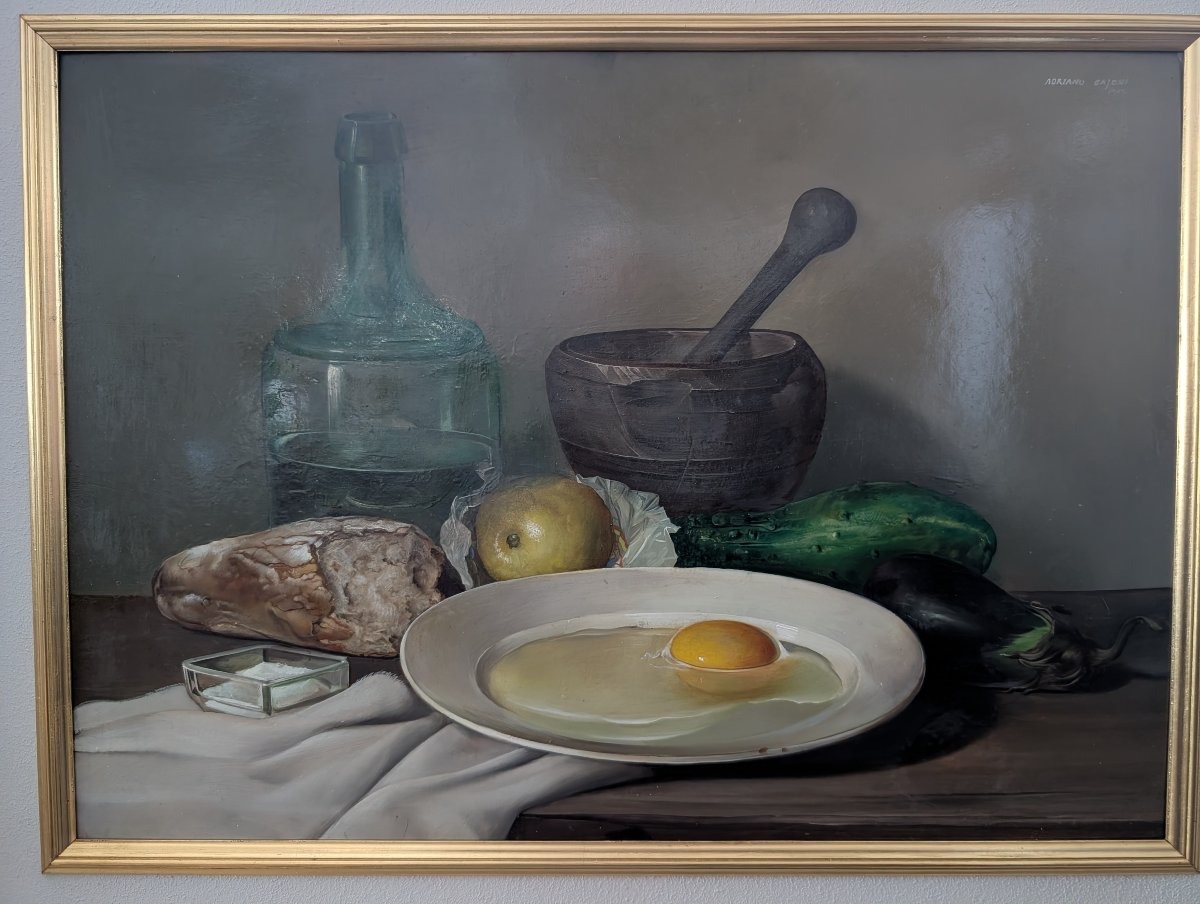 Raffinata natura morta con oggetti da cucina – Adriano Gaioni, 1954  