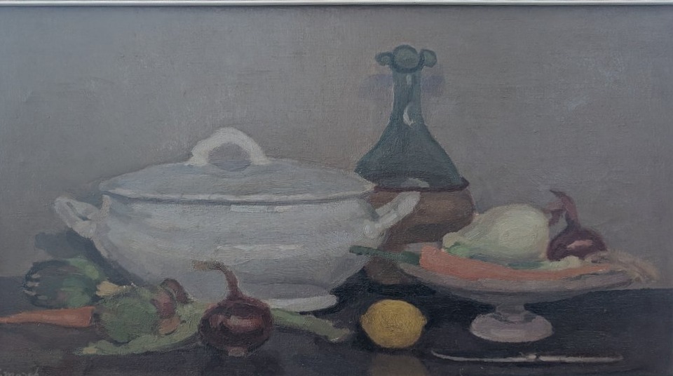 Giovanni March – Natura morta con ortaggi e terraglia – 1967
