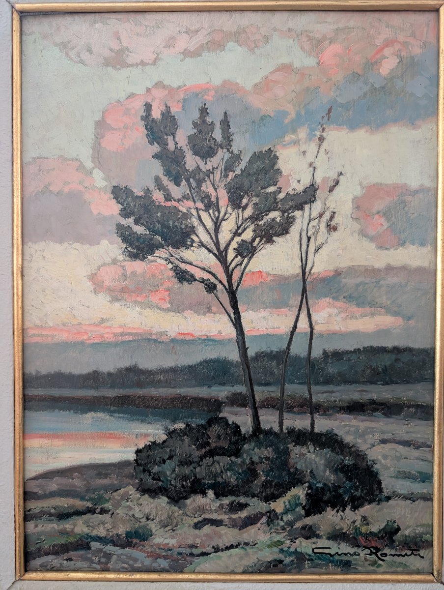 Gino Romiti – Paesaggio al tramonto -photo-3