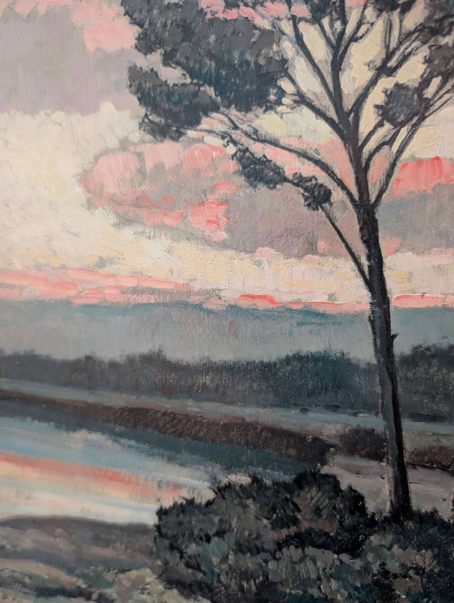 Gino Romiti – Paesaggio al tramonto -photo-4