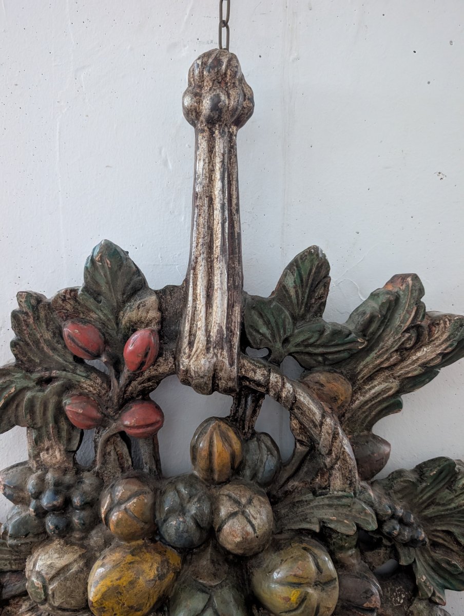 Coppia di applique in legno scolpito, argentato e policromo – Metà XX secolo-photo-2