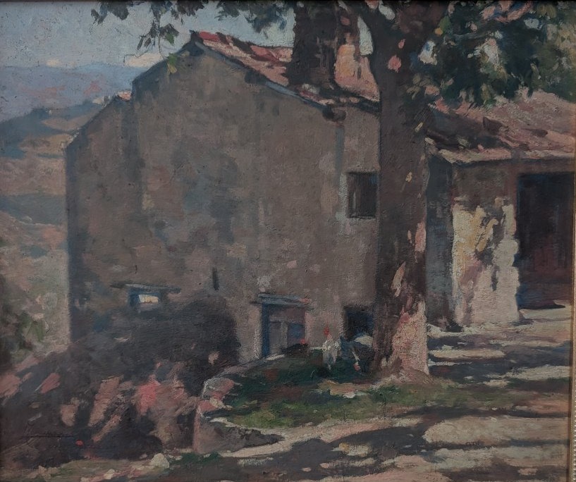 Lodovico Tommasi (1866–1941) – Paesaggio toscano con casa colonica