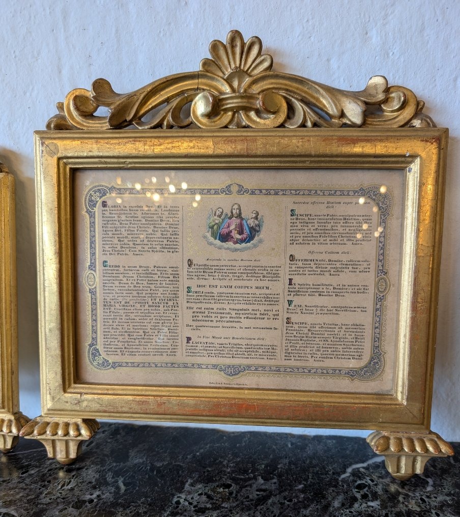 Trittico di cartaglorie in legno scolpito e dorato a oro zecchino – Stile Luigi XVI-photo-3