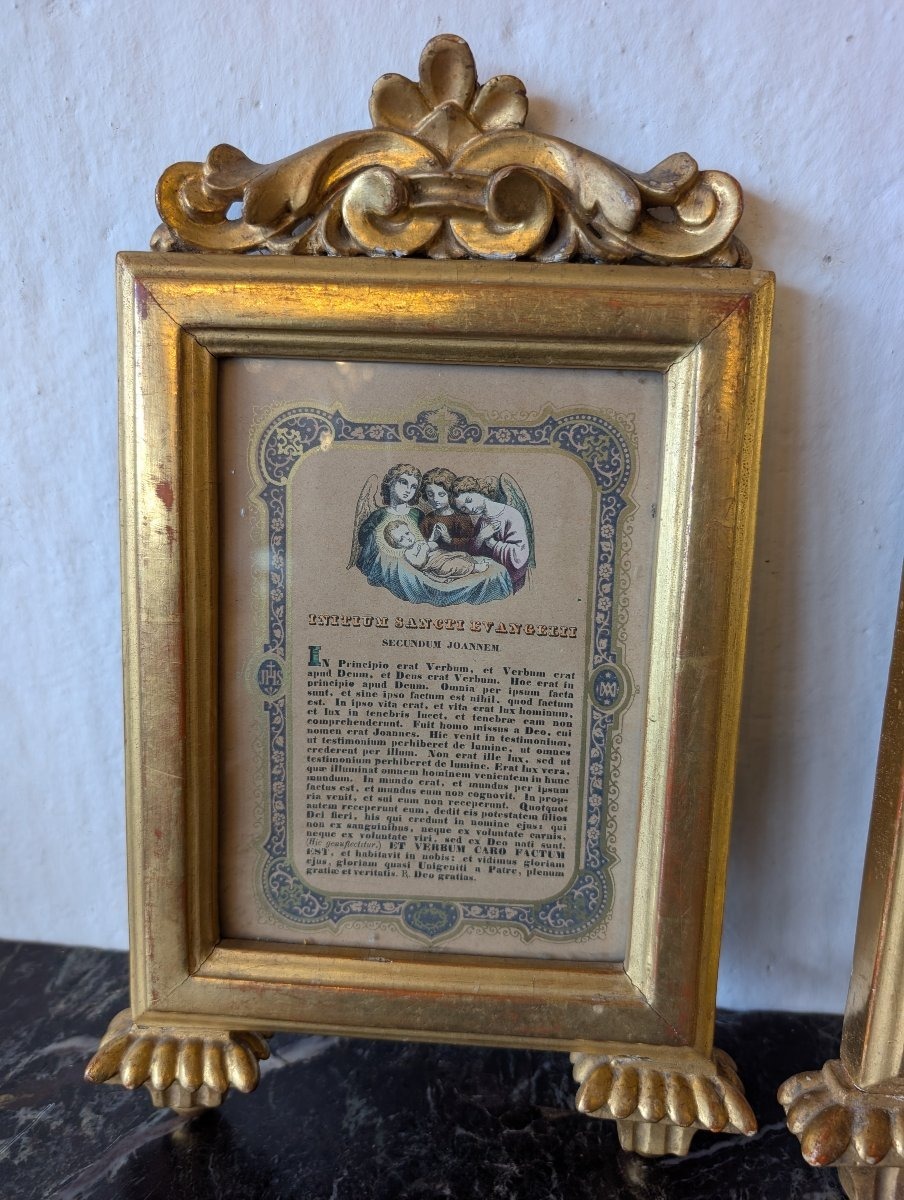 Trittico di cartaglorie in legno scolpito e dorato a oro zecchino – Stile Luigi XVI-photo-4