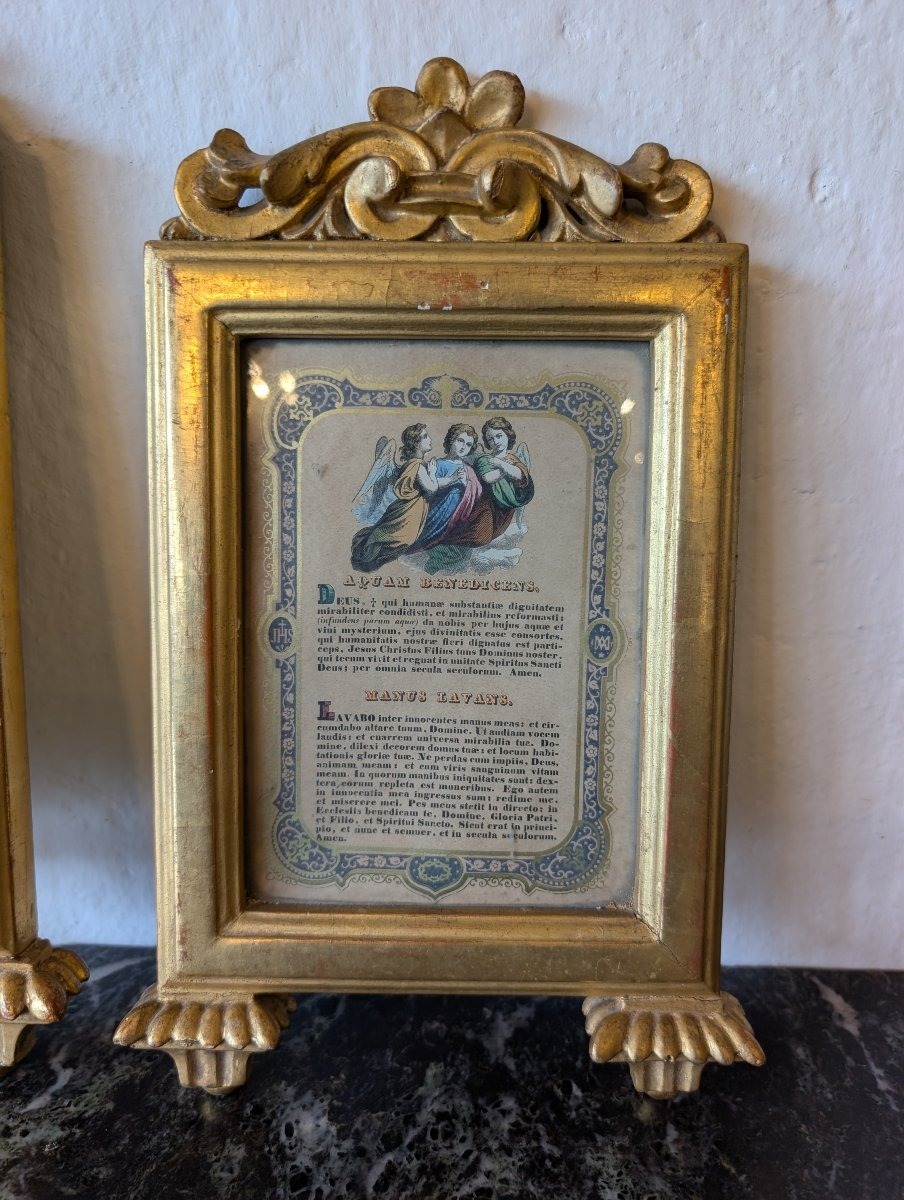 Trittico di cartaglorie in legno scolpito e dorato a oro zecchino – Stile Luigi XVI-photo-1
