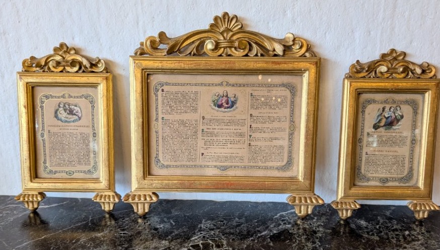 Trittico di cartaglorie in legno scolpito e dorato a oro zecchino – Stile Luigi XVI-photo-4
