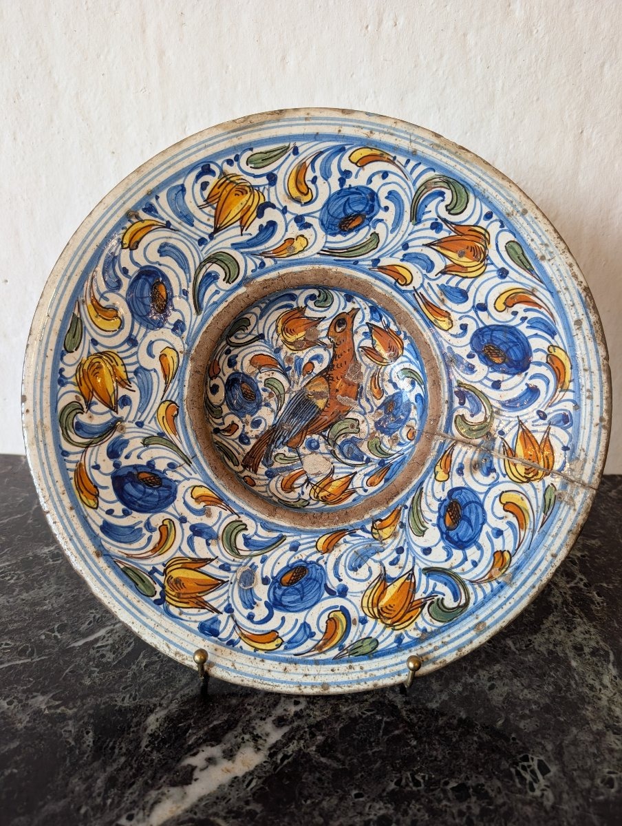 Grande piatto in maiolica policroma – Italia centrale, XVII secolo-photo-4