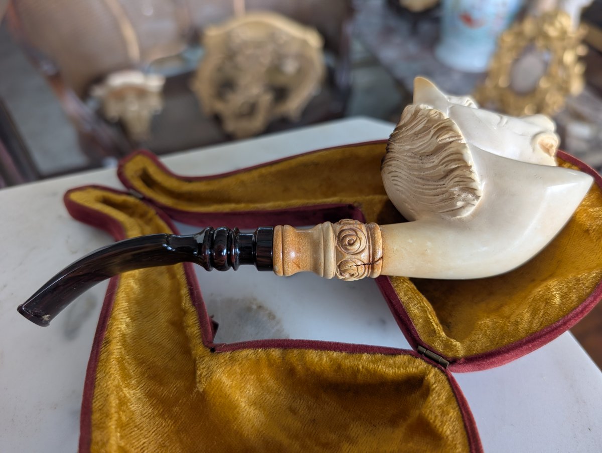 Pipa in schiuma di mare scolpita a unicorno – XIX secolo-photo-4