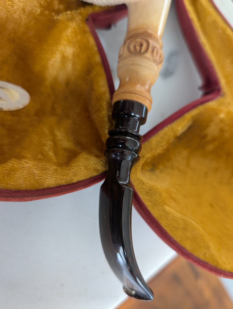 Pipa in schiuma di mare scolpita a unicorno – XIX secolo-photo-6