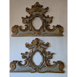 Coppia di sovraporte antiche laccate e dorate – inizi XVIII secolo