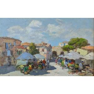 Scena di mercato mediterraneo Giuseppe Pesa (Polistena, 1891 – 1976)