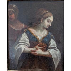 Madonna dell’Attesa con Sant’Anna – olio su tela applicata su tavola, fine XVIII secolo