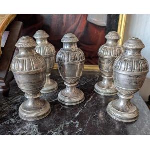 Lotto di cinque portapalme liturgici in metallo argentato – Arte sacra, XIX secolo