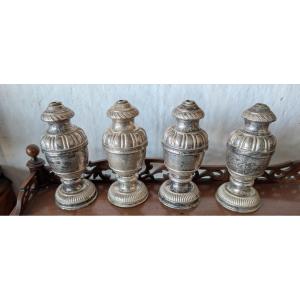 Quattro Portapalme da Altare in Metallo Argentato su Anima in Legno 