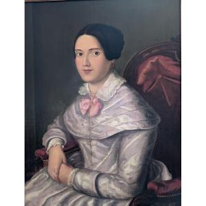 Ritratto di giovane dama – Olio su tela – Metà XIX secolo