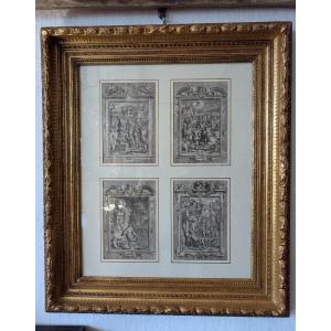 Suite di quattro incisioni dalla Gerusalemme Liberata di Tasso – Bernardo Castello, XVIII secol