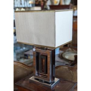 Lampada Da Credenza Romeo Rega In Acciaio, Ottone E Plexiglass – Anni '70