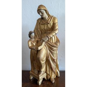 Educazione della Vergine – Scultura lignea dorata Italia, inizi del XIX secolo