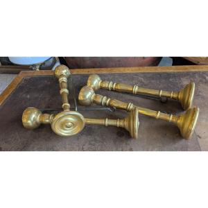 Quattro reggitenda in legno tornito e dorato – XIX secolo