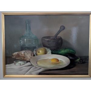 Raffinata natura morta con oggetti da cucina – Adriano Gaioni, 1954