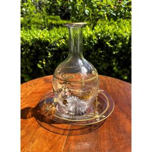 Baccarat Crystal Decanter On A Plate, 19th Century