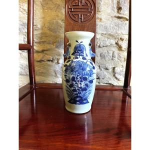 Chinese Porcelain Vase, Blue Decoration On A Celadon Ground, 19th Century