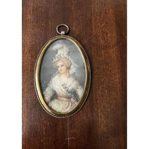 Late 18th-century Miniature, Hand-painted On Ivory Leaf