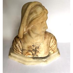 Joan Of Arc, Alabaster Bust By Luchini, 19th Century