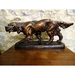 Statuette Signed Th Cartier, Terracotta In Aged Bronze Color,