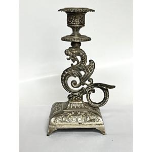 Silvered Bronze Candlestick, 19th Century