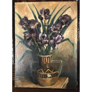 The Irises, Oil On Canvas By Chaminand