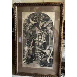 "the Adoration Of The Virgin", Large Engraving From 1719.