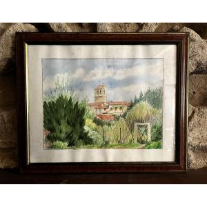 Church In An Aude Village, Watercolor