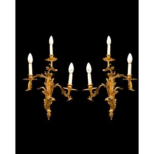 Pair Of Gilt Bronze Wall Sconces – Rococo Style – Possible Attribution To Pedro Tendero