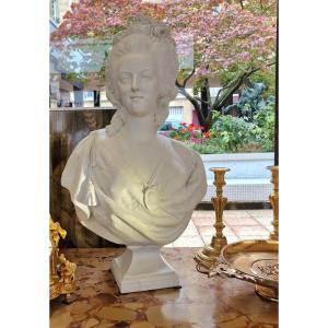 Large Bust Of Marie Antoinette In Biscuit Circa Late 19th Century