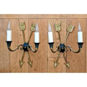 Pair Of Directoire Style Bronze Wall Lights