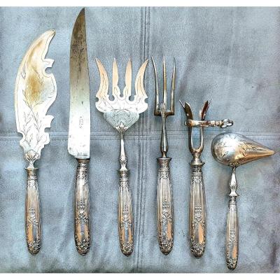 Leg And Fish Service In Silver