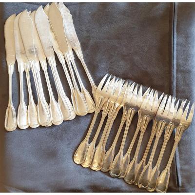 Fish Service In Silver Metal