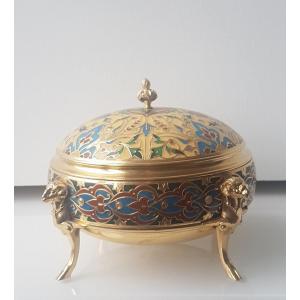 Barbedienne, Bronze And Cloisonné Champlevé Enamel Box