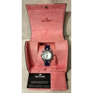 Meyers Swiss Made Chronograph Watch Lady Beach Steel And Diamonds
