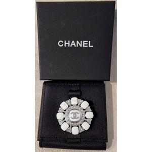 Chanel Double Cc Brooch Crystal And Resin  